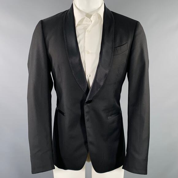 BILLIONAIRE ITALIAN COUTURE Size 38 Black Cotton Silk Shawl Collar Sport Coat - Picture 1 of 9